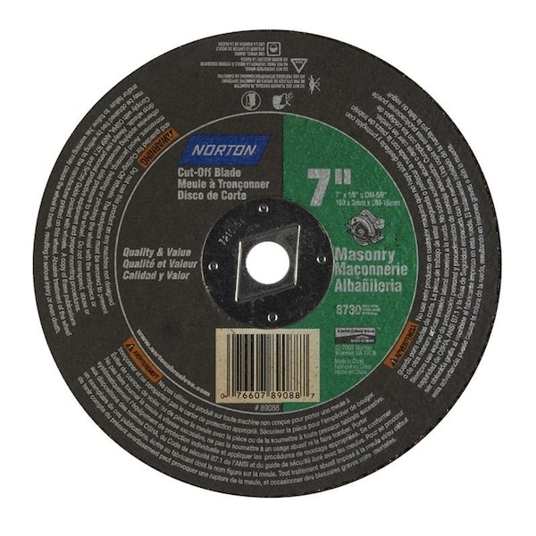 Norton Co CIRCULAR SAW BLADES, Type 1 -Reinforced - Masonry - Silicon Carbide, 7 x 1/8 x DM, Max RPM: 8730 076607-89088 - main